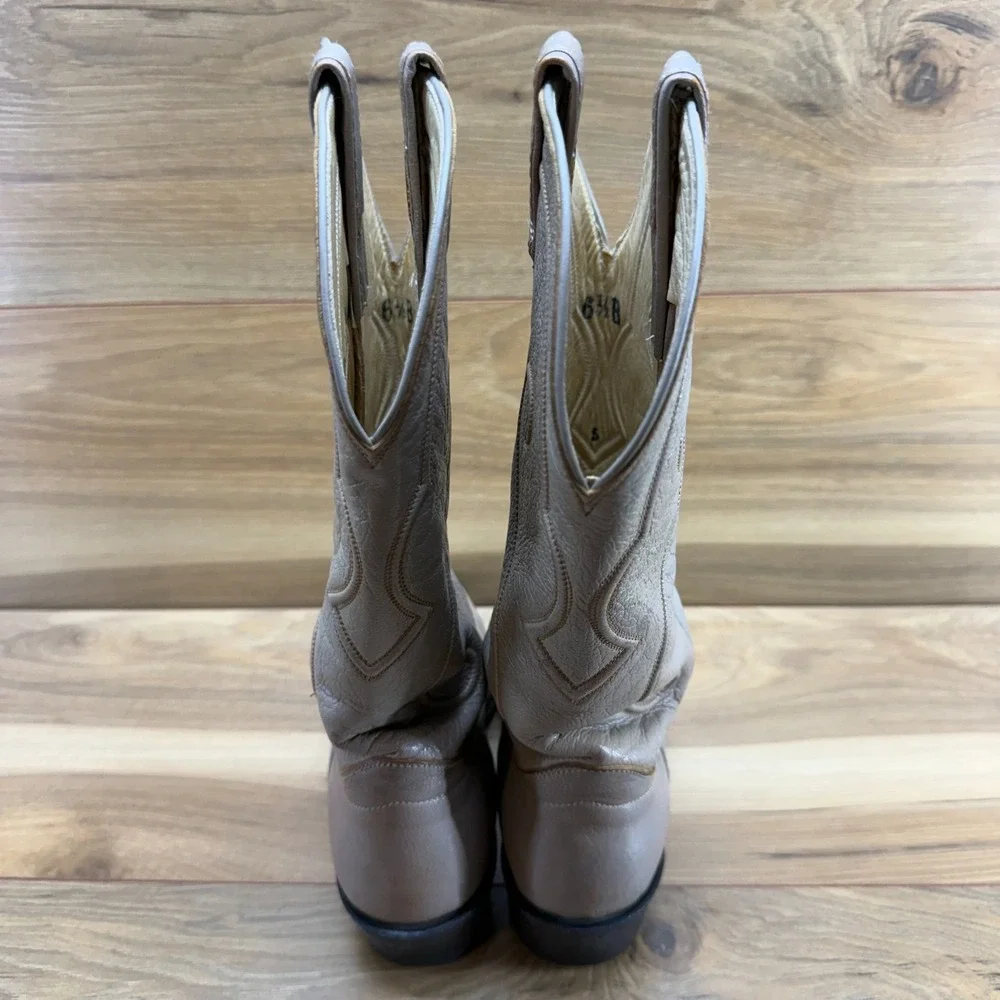 HONDO BOOTS Vintage Boots Womens 6.5 B Grey Greige Toe Overlay Rand Lizard